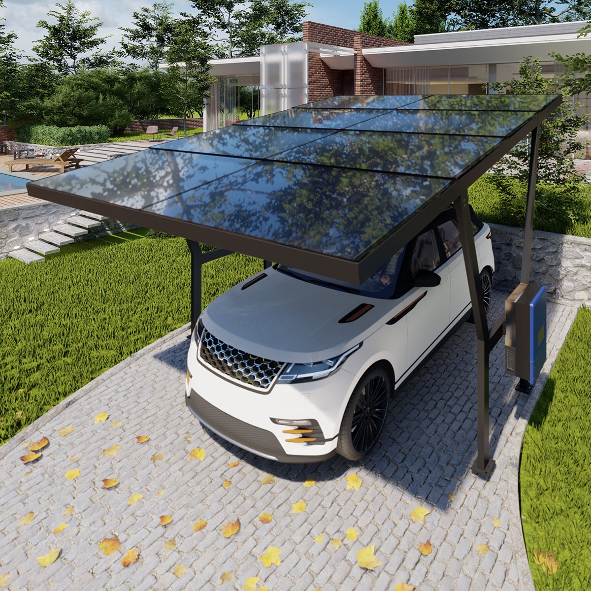 1 Araçlık Solar(460Wp) Otopark/Carport (Galvaniz Malzeme)