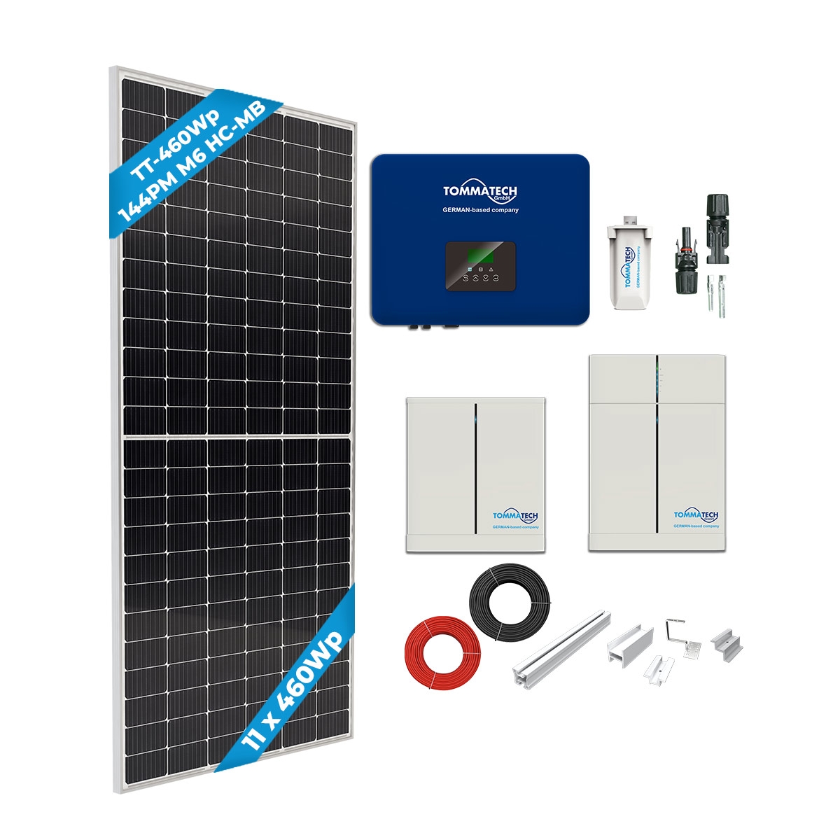 TommaTech 5kWe Kiremit Çatı Üç Faz Hibrit Solar Paket